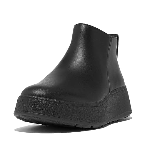 Image of Fitflop F-Mode Leather Platform Zip Ankle Boot