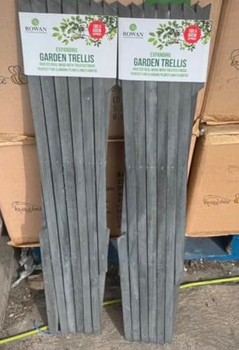 Image of 2 x 6ft x 2ft Expanding Garden Trellis, Grey, Real Wood with Treated Finish, 180 x 60cm, for Climbing Plants