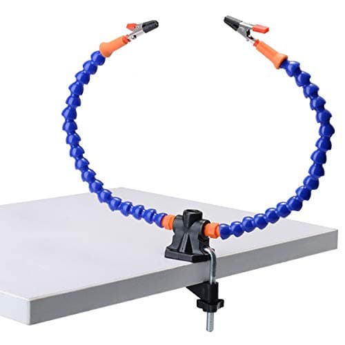 Image of JZK Flexible Helping Hands Third Hand Soldering Station Tool, Two Flexible arms with swiveling Clips + Non-Slip Aluminum Base