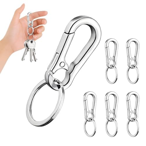 Image of 6 Pcs Durable Key Ring Hoop with Keyring Clip, Carabiner Keyring Set, Secure Carabiner Keyring, Keychain Purse Finder, Daily Use, Home, Office, Outdoor Accessories
