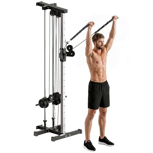 Image of SPORTNOW Wall Mount Cable Machine, 15 Positions Adjustable Cable Crossover Machine Dual Pulley System for Home Gym