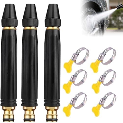 Image of Home High-Pressure Car Wash Water Gun with Booster Nozzle and Hose, Home Use 10x Powerful Water Gun for Car Cleaning, Adjustable Jet Mist Shower Spray Modes, 360° Rotating for Garden, Car (3 Set)