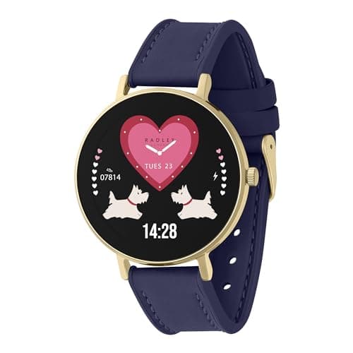 Image of RADLEY Series 28 Amoled Smart Watch for Women with 1.19", Heart Rate, Bluetooth, Sleep Tracking, Sports Modes, Blood Oxygen, 5ATM Water Resistance, Ink Blue Leather Strap