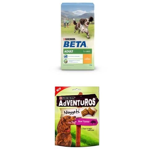 Image of Beta Dry Adult Dog Food with Chicken 14 kg and Adventuros Dog Treats (170g x 6) Bundle