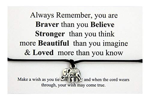 Image of Lucor You are Braver Stronger Smarter Beautiful | Inspirational Gift | Best Friends Elephant Wish String Bracelet | Friendship Gifts | Birthday Gifts(Blue)