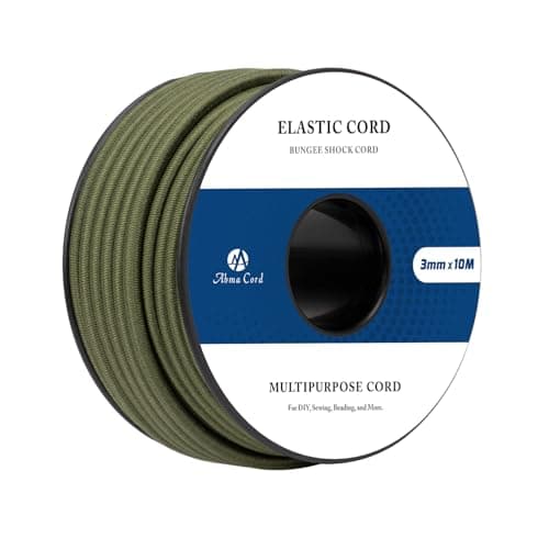 Image of Abma Cord Elastic Cord 3mm x 10m Bungee Cord Elastic String Shock Cord Round Rope for Craft, Jewellery, Bracelet, Sewing, Backpack, Tent Poles, Camping - Army Green