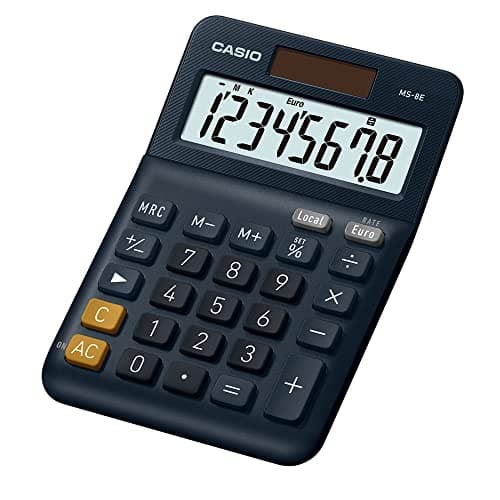 Image of CASIO MS-8E Desktop Calculator 8 Digit Currency Conversion Rubber Feet Quick Correction Button Solar/Battery Operated,silver