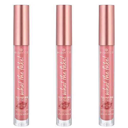 Image of essence what the fake! PLUMPING LIP FILLER, lip gloss, 02, Nude, moisturising, with vitamins, cooling, shiny, fragrance-free, alcohol-free, paraben-free, pack of 3 (3x4.2ml)