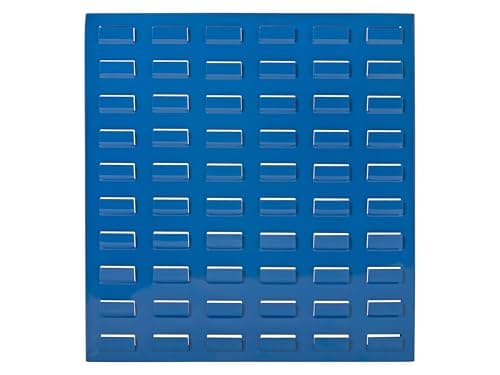 Image of The Workplace Depot Steel Louvre Panel - Blue Powder-Coated Heavy-Duty Storage Panel, Precision Hook-On Bin Wall Organiser for Workshop, Garage & Industrial Use (500(H) x 460(W) mm)