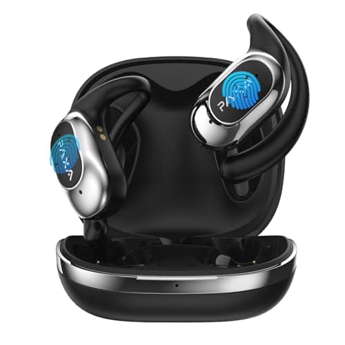 Image of PAXA Open Ear Headphones Bluetooth 5.4 Wireless Earbuds with Earhooks 13Mm Speaker Over The Ear Earbuds 60H Playback Dual Mic Clear Call Sweat-Proof Workout Earbuds for Sport Fitness(Black)