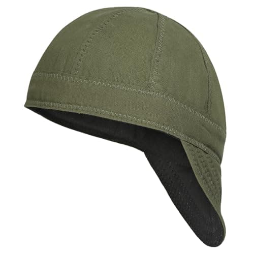 Image of sourcing map Reversible Welding Cap, 7 1/8"(181mm) ID 8 Panel Protective Welder Hat for Men Women Safety Protection While Welding, Green