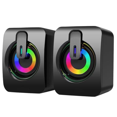 Image of SHINEOFI Gaming Desktop Speakers USB-Powered Wired Rgb Lighting Subwoofer Sound System for PC and Laptop with LED Glow Effect for Home Office and Gaming Setup