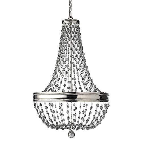 Image of 8 Bulb Chandelier Hanging Pendant Light - Highly Polished Nickel Finish - LED E14 60W Bulb