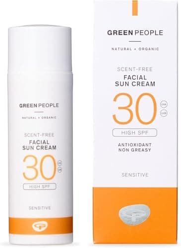 Image of Green People Scent Free Facial Sun Cream SPF30 - Sunscreen For Sensitive Skin & Prickly Heat - Vegan & Cruelty Free, 50ml