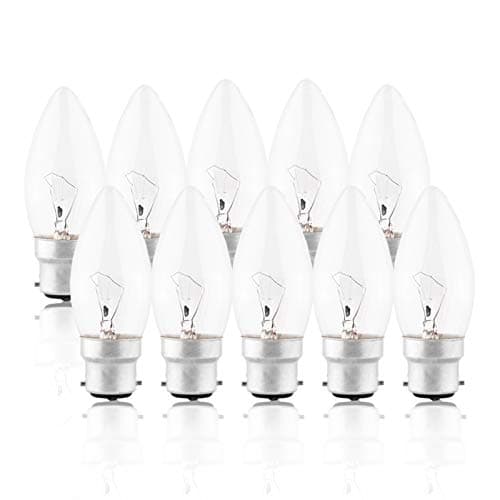 Image of 10 Pack BC Bayonet Light Bulb 60W, B22 Candle Light Bulb Dimmable Bulb Bayonet Clear, Warm White 2700K Lamp
