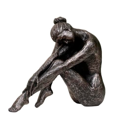 Image of Darthome Bronze Sitting Lady Sculpture, Antique Bronze Finish, Resin Material, 26cm x 23cm x 12cm, Decorative Figurine