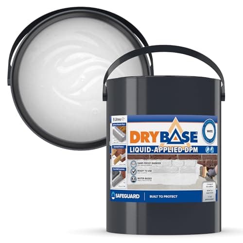 Image of Drybase Liquid Damp Proof Membrane (5 Litre, White) - Damp Proofing Paint for Internal Walls and Floors. Waterproof Paint