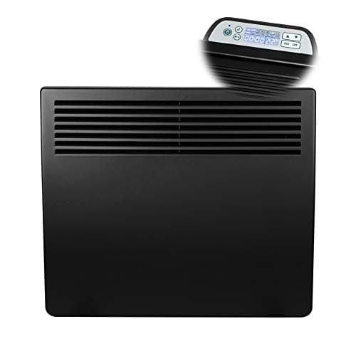 Image of Devola 1000W watt Electric Panel Heater Low Energy Wall Radiator, Eco Warm Energy Efficient Convector, Free Standing or Floor Stand, Adjustable Thermostat with Programmable Timer,DVM10B - Black