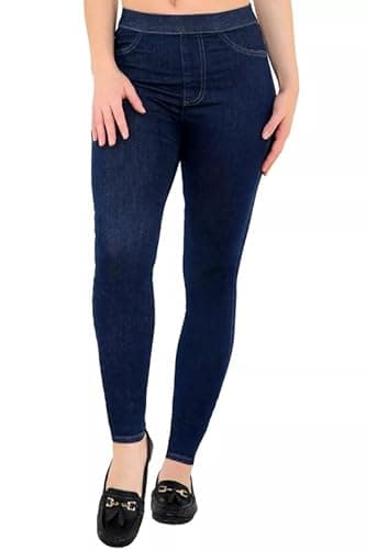Image of UC Ex M&S High Waisted Pull On Jeans for Women, Skinny Denim Jeggings, UK 6-22, Blue, 16