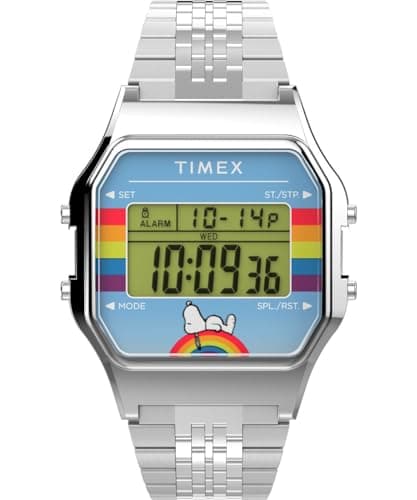Image of Timex Unisex Digital Quartz Watch with a Stainless Steel Strap Peanuts 80