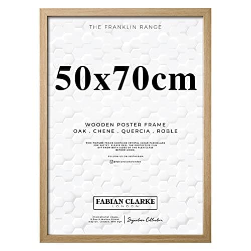 Image of Fabian Clarke London® Large 50x70cm Modern Oak Wooden Picture Photo Frame Ideal for Prints and Posters Hang Portrait or Landscape