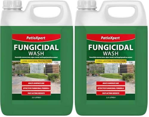 Image of PatioXpert - Fungicidal Wash Concentrate 2.5L – Outdoor Mould, Algae & Mildew Remover for Patios, Driveways, Walls & Fencing – Makes up to 15L (Dilutes 1:5), Biocide Treatment (Pack of 2)