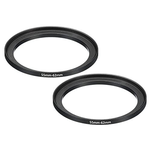 Image of PATIKIL 55mm-62mm Metal Step Up Ring, 2 Pack Camera Lens Filter Adapter Ring Aluminum Filter Adapter Ring for Camera Lenses Hood, Black
