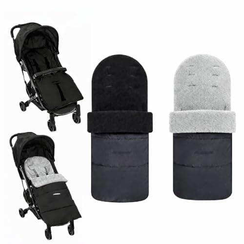 Image of Universal Baby Toddler Footmuff Cosy Toes Pushchair Pram Buggy Stroller Black Outer Fleece Lined 80 x 38 cm (Black Outer/Grey Inner)