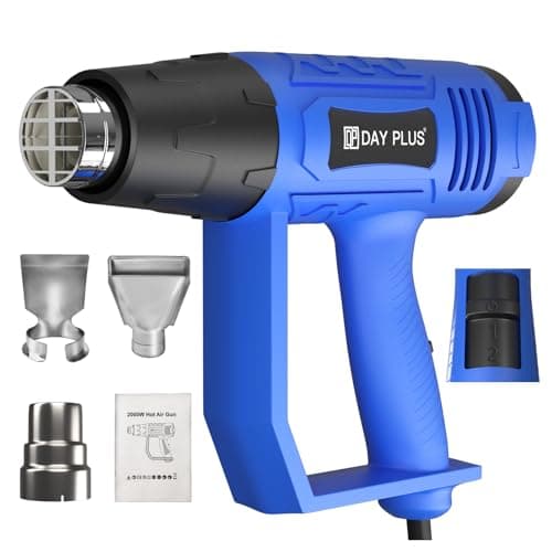 Image of Heat Gun - 2000W - Heavy Duty Professional Hot Air Gun with 2 Temperature Modes 300℃ & 600℃ - Overload Protection - Ideal for Stripping Paints, Soldering Pipes, Shrinking PVC - Includes 3 Nozzles