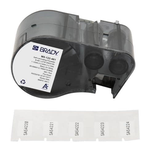 Image of Brady Label Tape for Label Printers M510 & M511 – Self-Adhesive Industrial Labels – Black on White (28,58 mm x 12,70 m) – M5-122-461