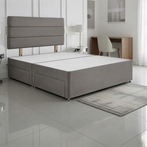 Image of SANA SLEEP Small Double Bed with 2 Drawers - 4FT (Grey Fabric) - Stylish Divan Set for Comfortable Living - Durable Frame for Cosy Bedrooms - Luxurious Bed for Modern Homes - Storage Solution.