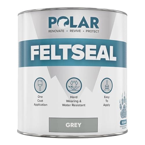 Image of Polar Felt Seal - Waterproof Felt Sealant for Shed Roofs & Garage Roofs - One-Coat Repair - Prevent and Stop Leaks & Cracks - No Primer Needed - Grey - 1L