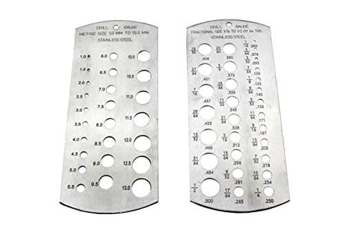 Image of US Pro 2pc Drill Bit Gauge Size Checker Metric, SAE Imperial, Hole Sizer Set