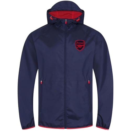 Image of Arsenal FC Official Gift Mens Shower Jacket Windbreaker Peaked Hood Navy Large