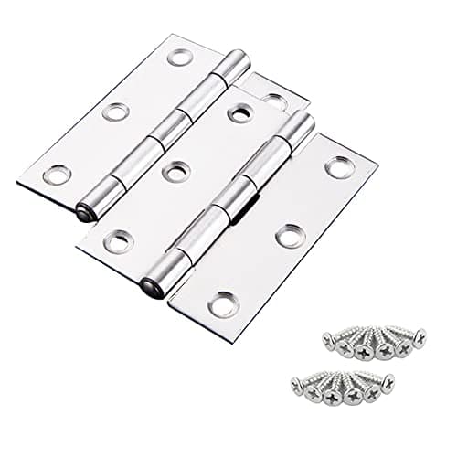 Image of Cretty-Meet 2 Sets Replacement Door Hinges 3 Inch Stainless Steel Folding Butt Hinges Strong Solid Hinges with 12pcs Screws for Door Case Lid Wooden Box Chest (Silver)