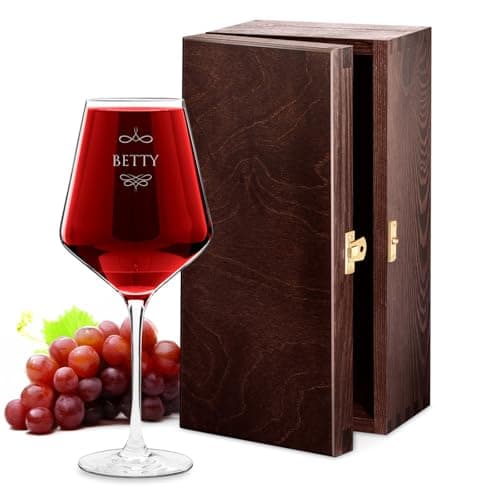 Image of Maverton Crystal Wine Glass - Stylish Personalised Present for a Lady - 490ml Engraved Glass - Gift for Woman - Wine Lover - Birthday - Mum - Name