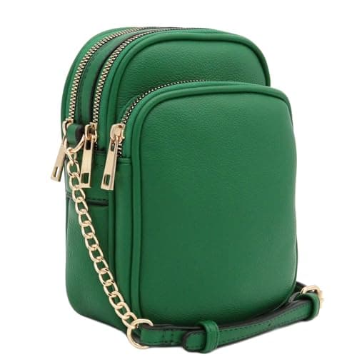 Image of FashionPuzzle Multi Pocket PU Leather Casual Medium Crossbody Bag with Adjustable Strap, Kelly Green, One Size