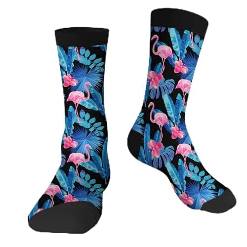 Image of Muntayson Pink Flamingo Unisex Cushioned Crew Athletic Socks Men & Women Moisture Wicking Breathable Performance
