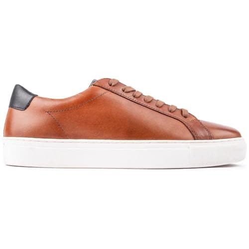 Image of Thomas Crick Evers Men’s Casual Low-Top Trainers | Comfortable Lace-Up Leather/Suede Sneakers for Everyday Walking Tan