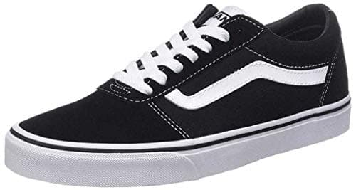 Image of Vans Mens Size 11, Ward Sneaker Black & White Suede Canvas Lace Up Shoes, Low Top Men's Trainers, Lightweight Sports Shoes Active Wear Range (11 UK)