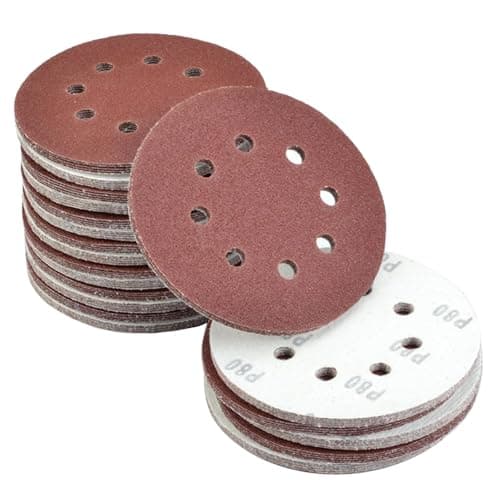Image of 50pcs 125mm Sanding Discs 25pcs Each of 80/120 Grit Hook and Loop Orbital Sander Discs Sandpaper Sheets 8 Holes for Makita Sanding Discs Random Orbital Sander Pads for Drywall and Woodwork