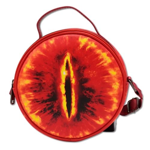Image of The Lord of the Rings Vegan Leather Round Crossbody Bag with Adjustable Straps, Lord of the Rings Eye of Sauron Red Yellows