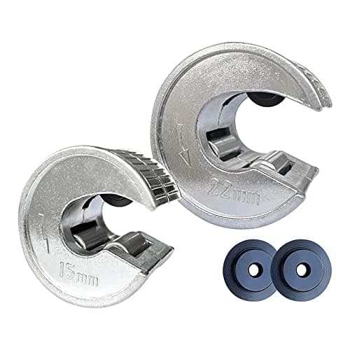 Image of PLOWFAR Pipe Cutter 15mm and 22mm Set Copper Pipe Slice Tube Cutter Zinc Alloy Body with 2 Replacement Cutting Wheels