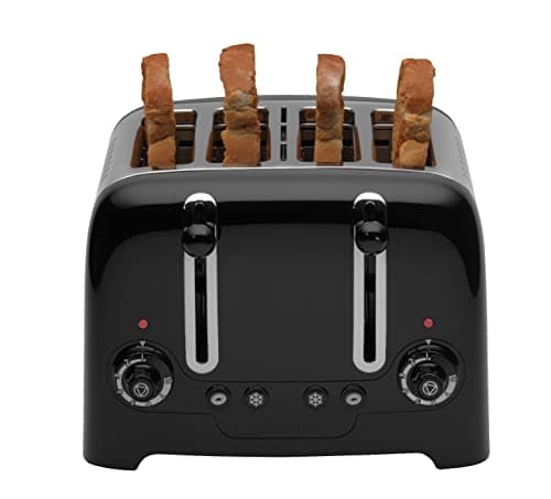 Image of Dualit 4 Slice Lite Toaster | 2kW Toasts 120 Slices an Hour | Polished with High Gloss Black Trim | Bagel & Defrost Settings | 36 mm Wide Slots | 46205