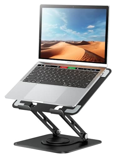 Image of tounee Laptop Stand for Desk, Adjustable Computer Stand Holder with 360° Rotating Base, Ergonomic Laptop Riser Compatible with MacBook Pro Air, All Laptops 10-15.6"-Black