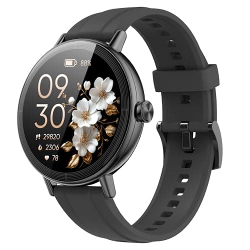 Image of Smart Watch for Women Answer/Make Call, 1.27'' Screen Fitness Watch with Heart Rate/Sleep/Stress Monitor, New Smartwatch with 110+ Sport Modes, IP68 Waterproof Activity Tracker for Android iOS, Black