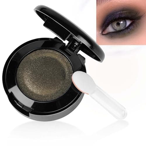 Image of LOPHE Single Shimmer Eyeshadow, Pressed Fine Powder Eyeshadow, Highly Pigmented Longwear Blendable Eye Make up for Day&Night, Waterproof Comes with An Brush and A Small Mirror,Dark brown