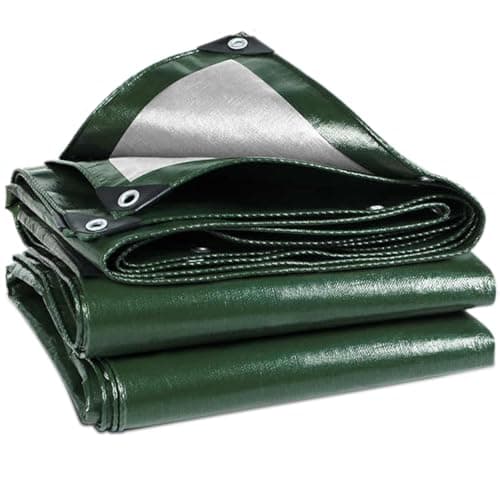 Image of Wohohoho 120GSM Tarpaulin Waterproof Heavy Duty, 3m x 5m Large Green Rainproof Tarp UV/Tear Resistant PE Tarpaulin Sheet Tent with Reinforced Eyelets, Cover for Car, Pool, Caravan, Garden Furniture
