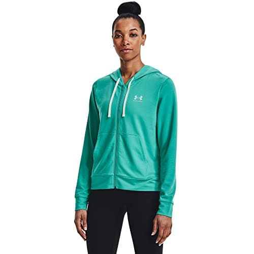 Image of Under Armour Womens Rival Terry Full Zip Hoodie Green L