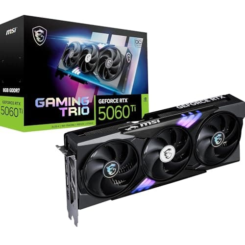 Image of MSI GeForce RTX 5060 Ti 8G GAMING TRIO OC Graphics Card - RTX 5060 Ti GPU, 8GB GDDR7 (28Gbps/128-bit), PCIe 5.0 - TRI FROZR 4 (3 x STORMFORCE FAN) - RGB - HDMI 2.1b, DisplayPort 2.1b